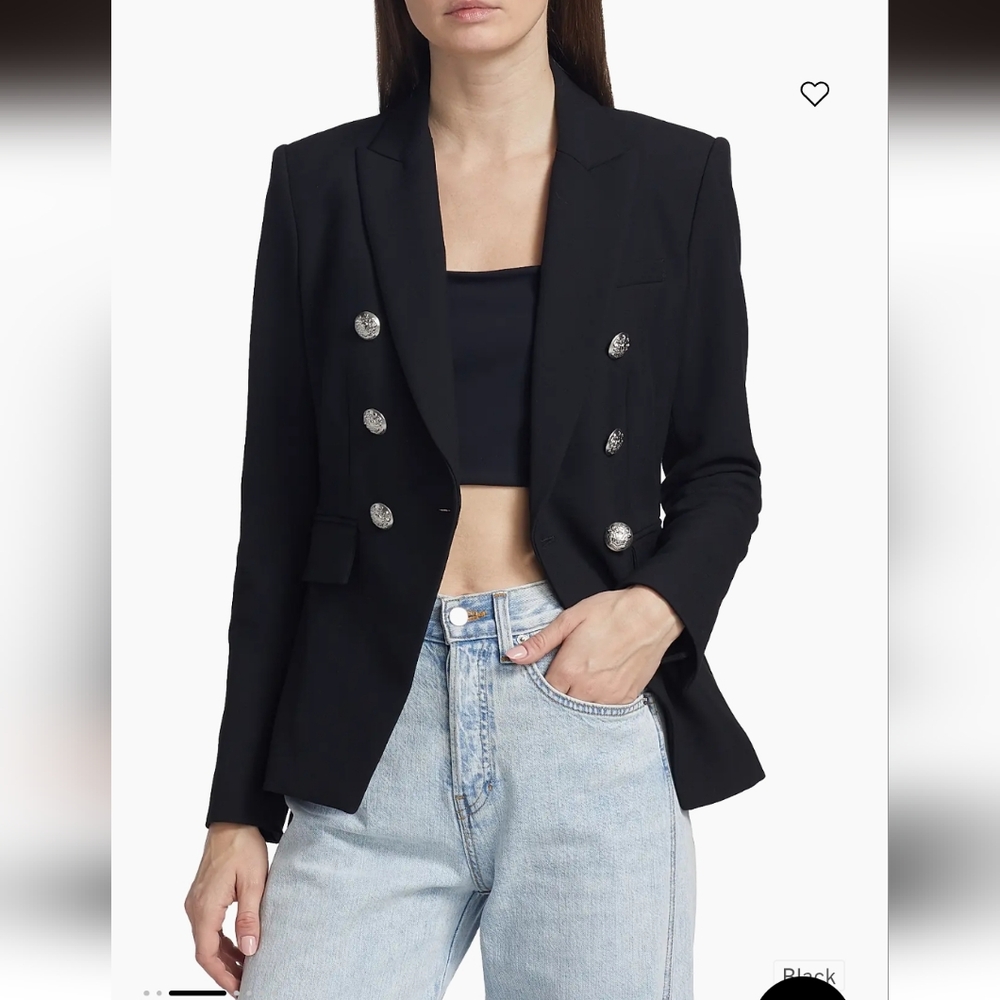 NWT Miller Dickey JacketBlack Flap-Pocket Double-Breasted Blazer Sz 2 - Picture 2 of 12